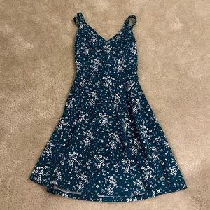 green with white flower dress